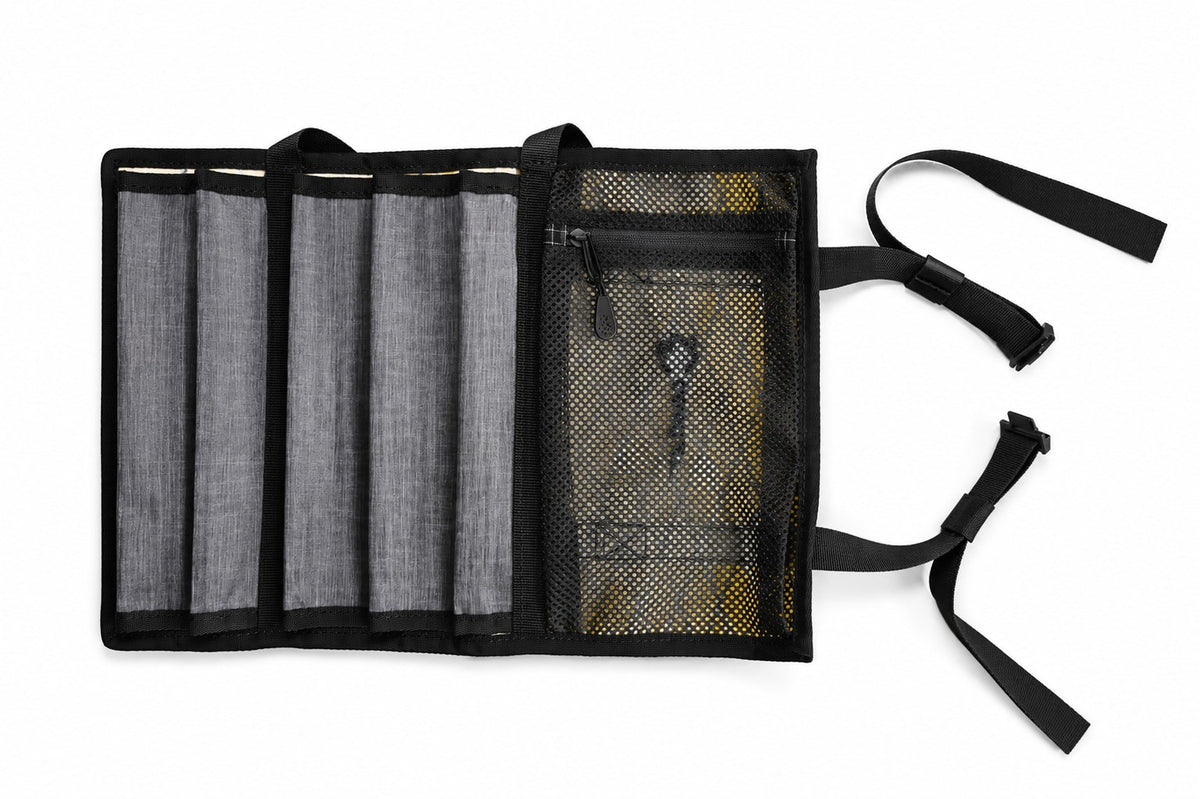 Ice Screw Roll — unrolled, individual slots and mesh pocket