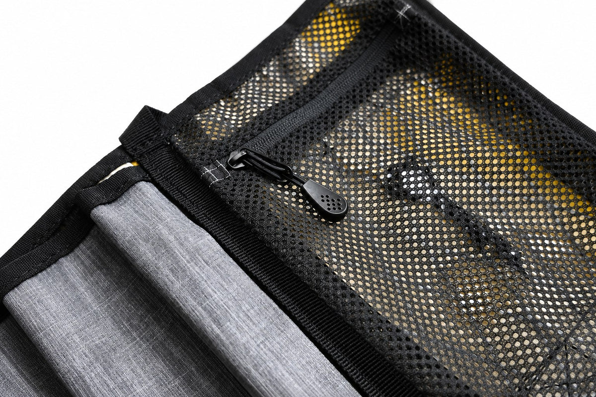 Ice Screw Roll — zip mesh pocket detail