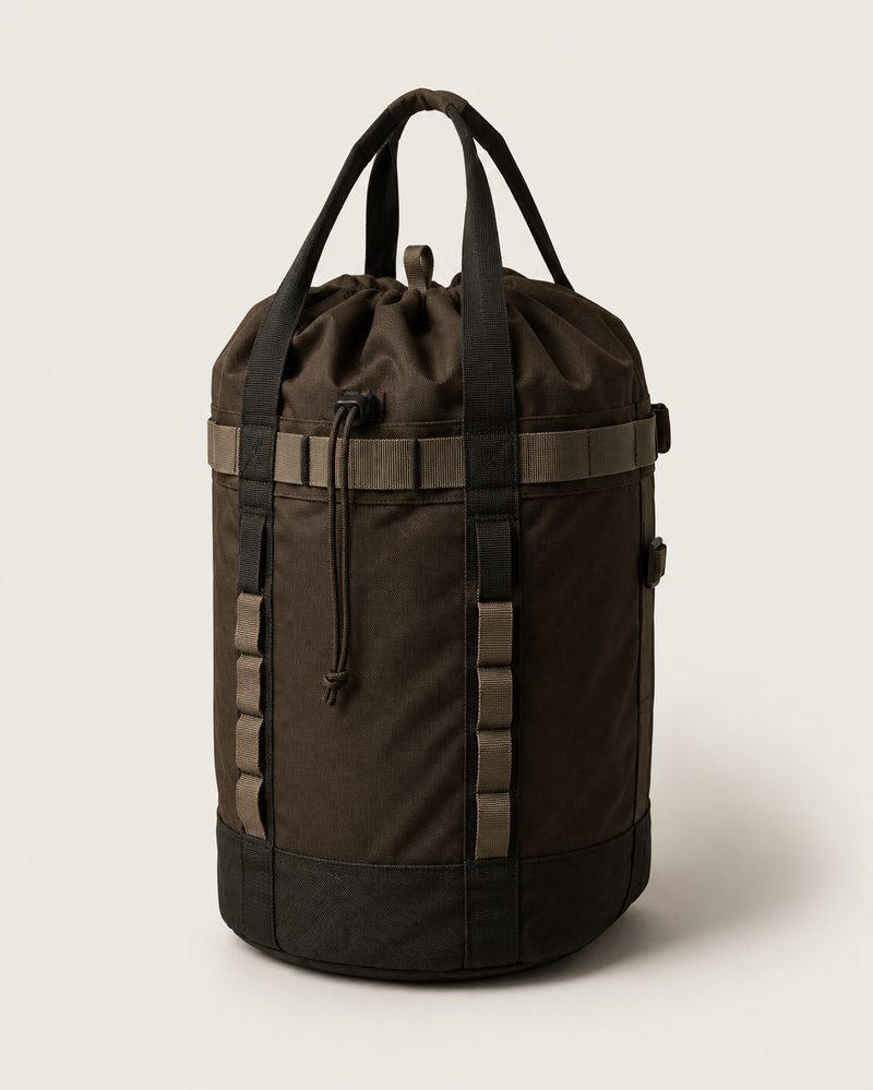 Crux Haul 42 rope bag, dark espresso Cordura with taupe webbing